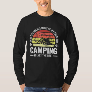 Camiseta Esboço de acampamento Resolve meus problemas inves