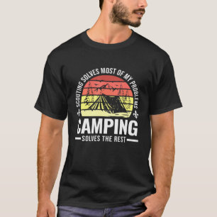 Camiseta Esboço de acampamento Resolve meus problemas inves