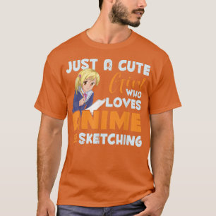 Camiseta Esboço de anime japonês Raparigas do Lover Mulhere