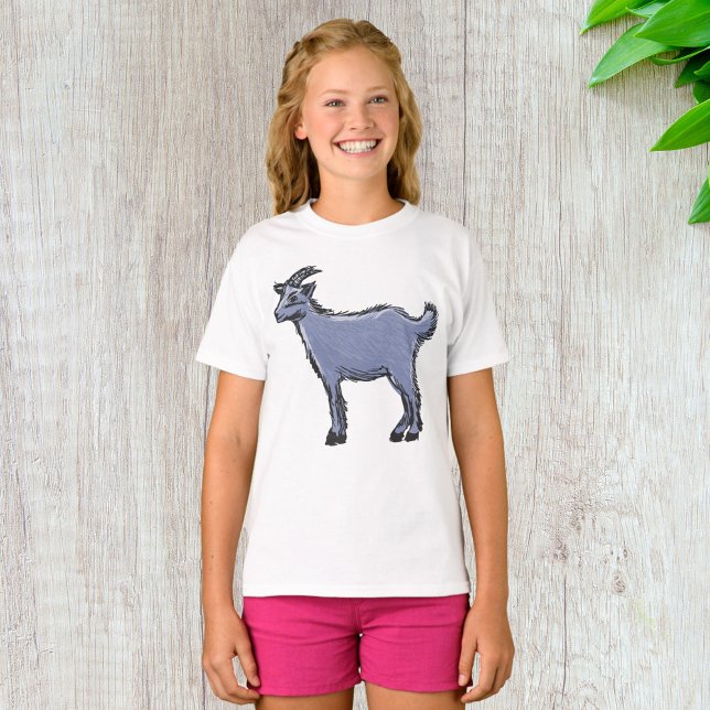 Camiseta Esboço de Cabra Cinza Animal de Fazenda Rústica (Criador carregado)