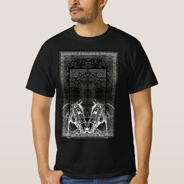 Camiseta Esboço de Cavalo Ornamental (Frente)