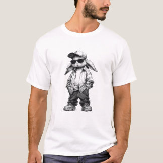 Camiseta Esboço de Coelho Urbano: Herói Streetwear