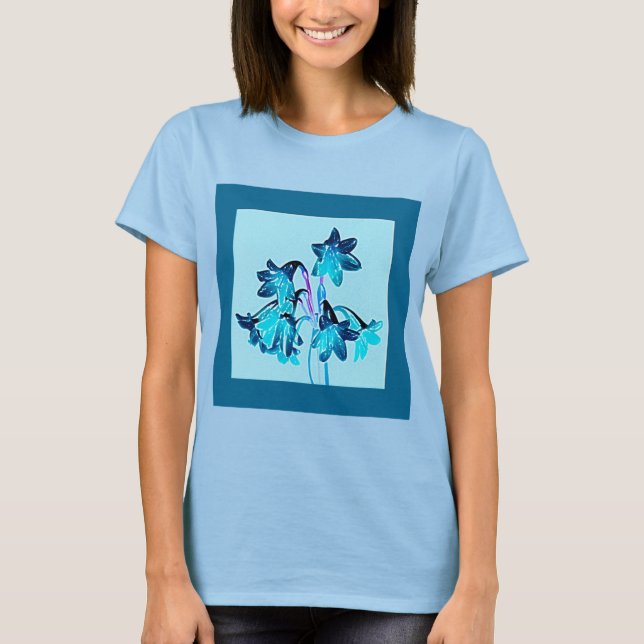 Camiseta Esboço de Dayllírios - Cobalto e Azul-Céu (Frente)