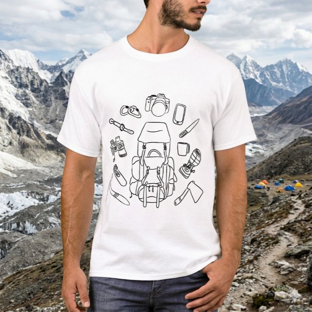 Camiseta Esboço de Equipamento de Aventura | Desenho de Lin (Criador carregado)
