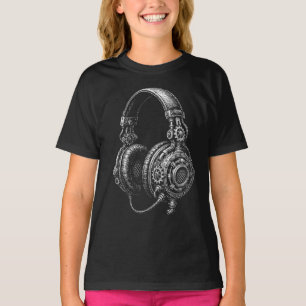 Camiseta Esboço de fones de ouvido Steampunk