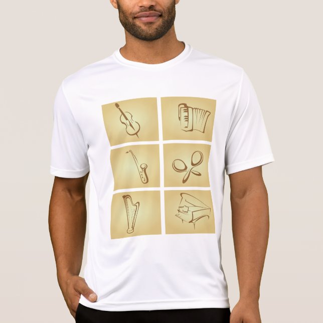 Camiseta Esboço de Instrumentos Musicais (Frente)