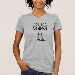 Camiseta Esboço de Mãe de Cachorro Sentada com Cachorro Lea
