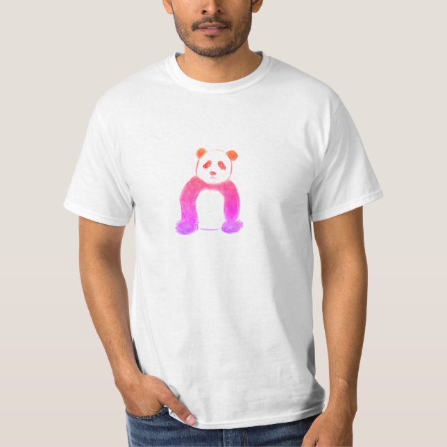 Camiseta Esboço de panda fofo com cores brilhantes (Frente)