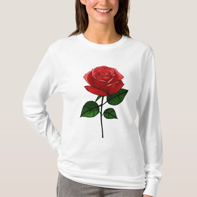 Camiseta Esboço de Rosa em Flor (Frente)