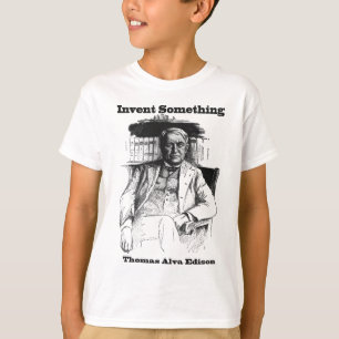 Camiseta Esboço de Thomas Edison - invente algo
