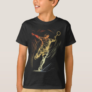 Camiseta Esboço do Cara do Badminton Raquete Esporte Volant