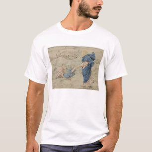 Camiseta Esboço do cristo que anda na água (w/c no papel)