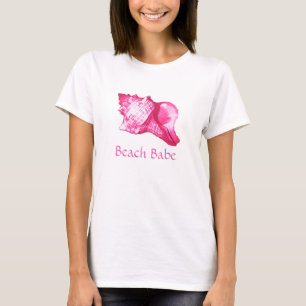 Camiseta Esboço do escudo do Conch - cor-de-rosa fúcsia e