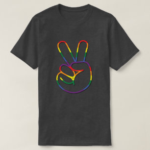 Camiseta Esboço do sinal de paz do arco-íris do orgulho