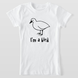 Camiseta Esboço Engraçado de um Pássaro Eu sou um Pássaro