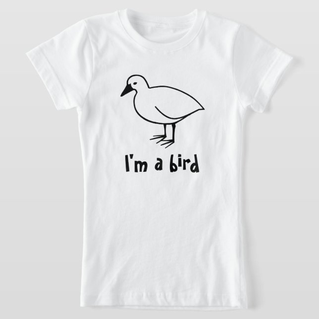 Camiseta Esboço Engraçado de um Pássaro Eu sou um Pássaro (Postura )