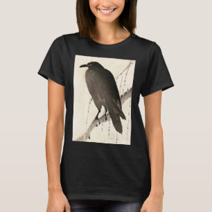 Camiseta Esboço japonês de um corvo