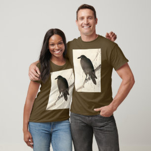 Camiseta Esboço japonês de um corvo