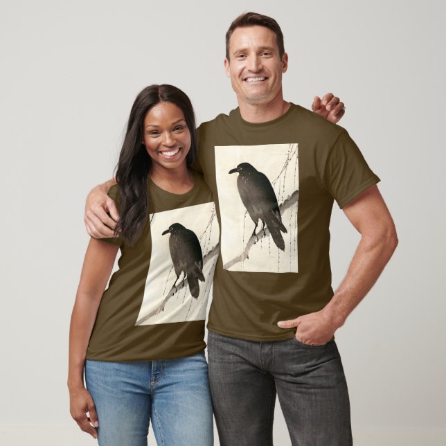 Camiseta Esboço japonês de um corvo (Unissex)