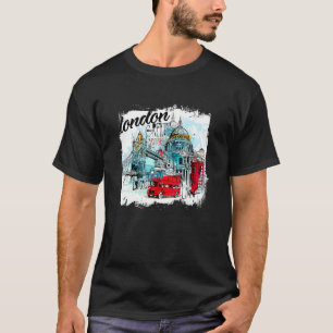 Camiseta Esboço Legal Desenhado à Mão Horizontes Marcas de 
