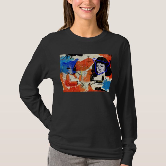 Camiseta Esboço legal órfão do MK do abstrato do preto | (Frente)