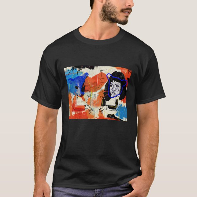 Camiseta Esboço legal órfão do MK do abstrato do preto | (Frente)