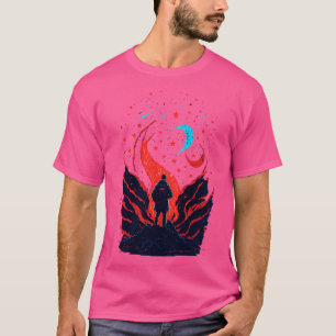 Camiseta Esboço Mágico Escuro Livro de Leitura do Homem Fro