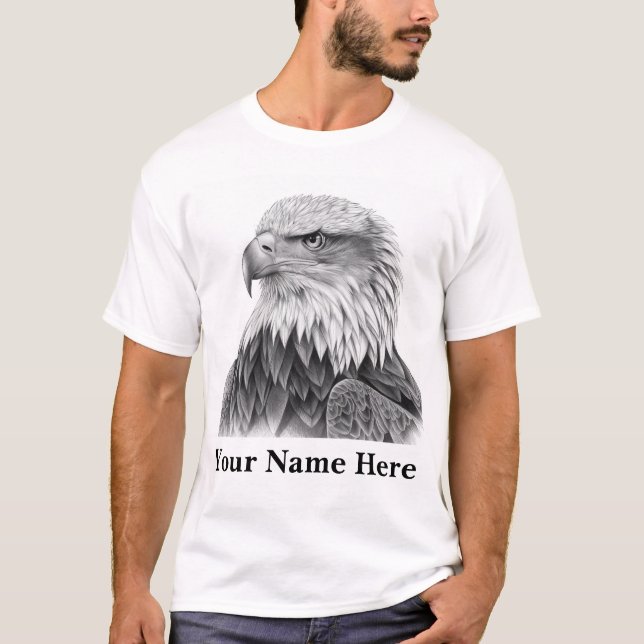 Camiseta Esboço Majestoso Da Águia - Vida Selvagem Desenhad (Frente)