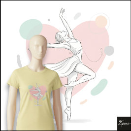 Camiseta Esboço Minimalista de Bailarina com Fundo Pastel e