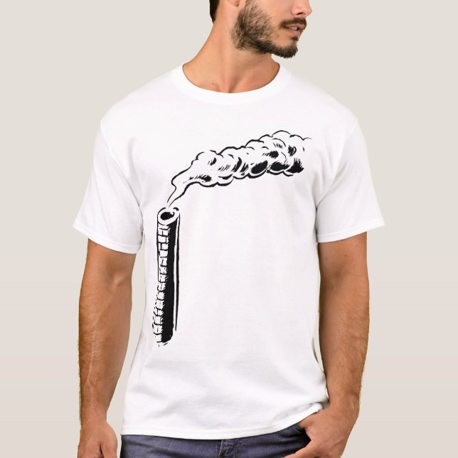 Camiseta Esboço Monocromático de Poluição de Chaminé (Frente)