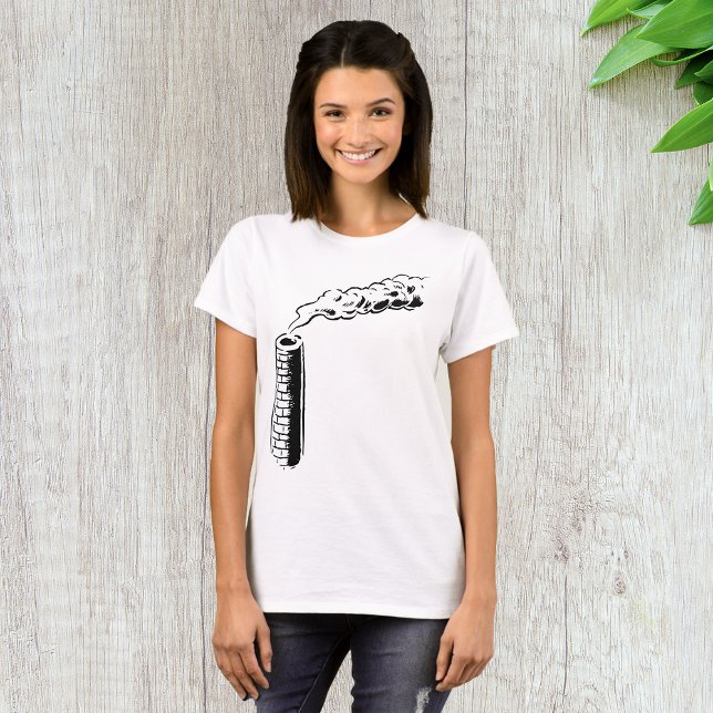 Camiseta Esboço Monocromático de Poluição de Chaminé (Criador carregado)