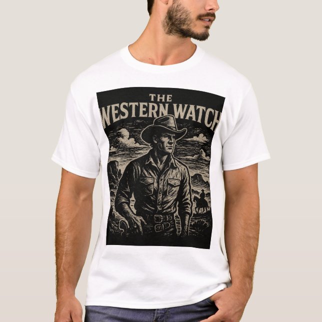 Camiseta Esboço ocidental de Cowboy (Frente)
