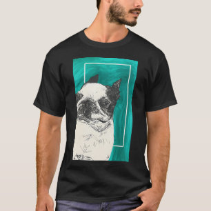 Camiseta Esboço Ousado de Cachorro Boston Terrier