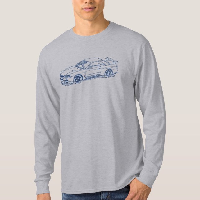 Camiseta Esboço R34 2000 GTR da skyline do Nis (Frente)