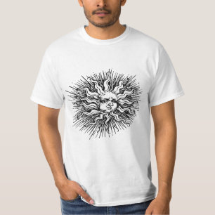 Camiseta Esboço Vintage do Sol Místico