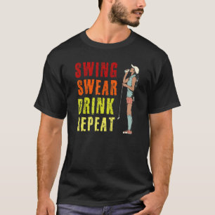 Camiseta Escada de Golfe Repeticionária de Swing Swear Drin