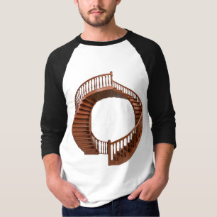 Camiseta Escada de Vintage do Mistério 3/4 Capa T-Shirt