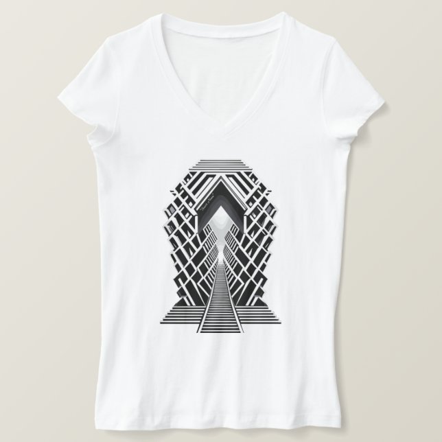 Camiseta Escada Monocromática: Obelisco de Contrastes (Frente do Design)