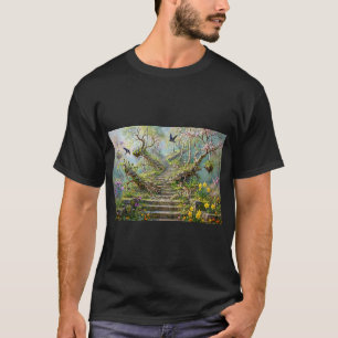 Camiseta Escadaria Surrealista de Primavera Engole Flores S