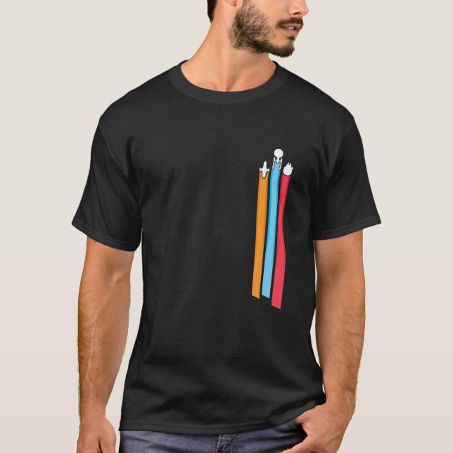 Camiseta Escadas de Corrida Espacial Homens Engraçados (Frente)