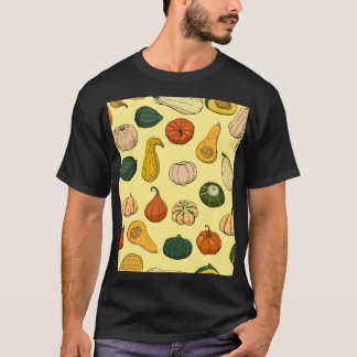 Camiseta Escadas desenhadas à mão, padrão vegetal sem costu