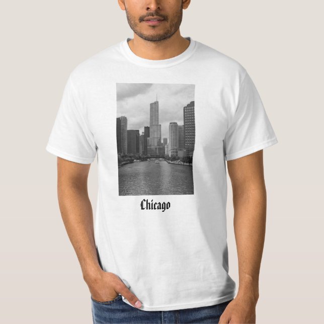 Camiseta Escala de Cinza do Rio Trump Tower Chicago (Frente)