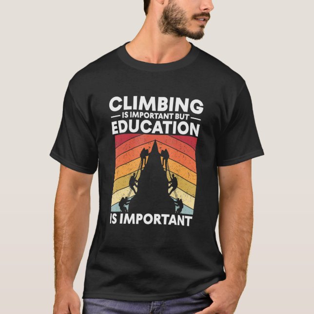 Camiseta Escala de Pedras Engraçadas pela Parede Subindo (Frente)