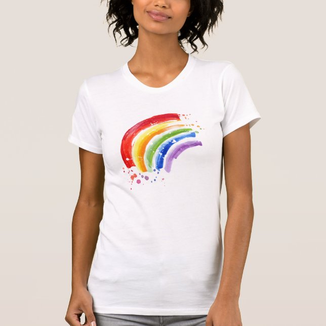Camiseta Escala de Watercolor arco-íris (Frente)