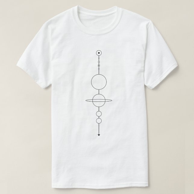Camiseta escala do sistema solar (Frente do Design)
