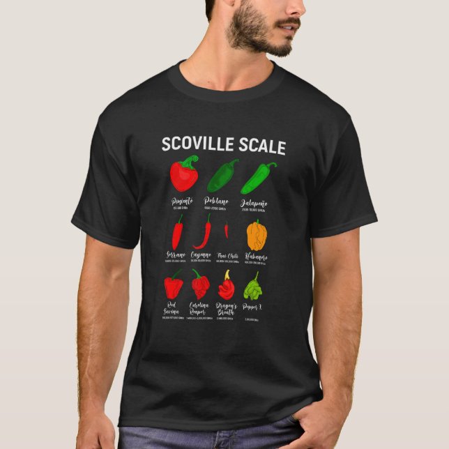Camiseta Escala Scoville para um Habanero Chili 1 (Frente)