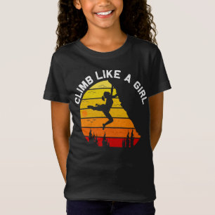 Camiseta Escalada De Pedra Sobe Como Uma Rapariga Retro