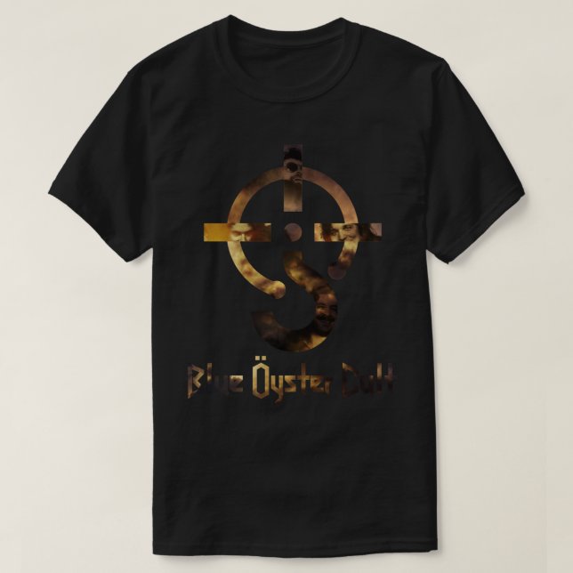 Camiseta Escamuflado de ostras azuis preto para trás Camise (Frente do Design)