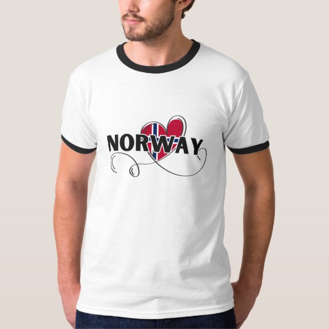 Camiseta Escândalo de bandeira da Noruega com amor moderno  (Frente)