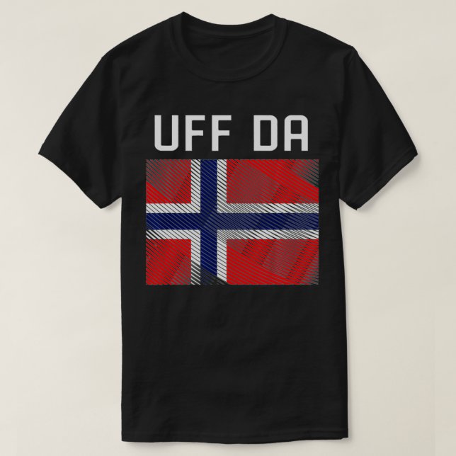 Camiseta Escandinávia Viking Norueguês Flag Uff Da (Frente do Design)